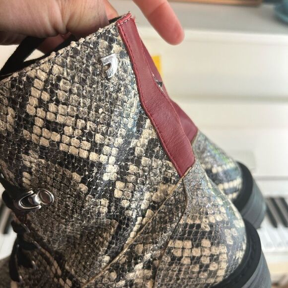 Salt + Umber Sustainable Eco Chic Snakeskin Combat Boots 39/8.5 - Picture 6 of 16